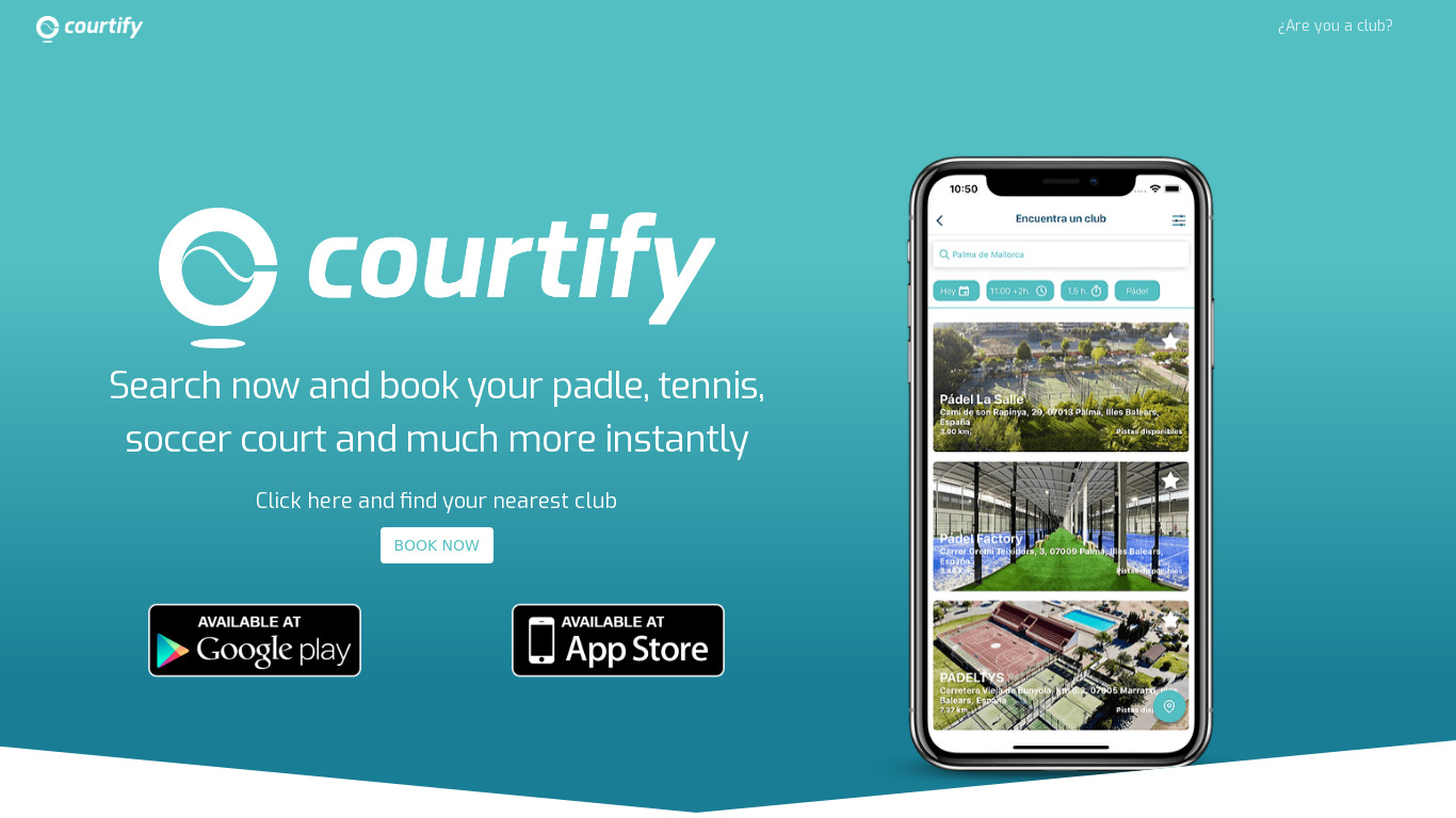 Courtify Landing page