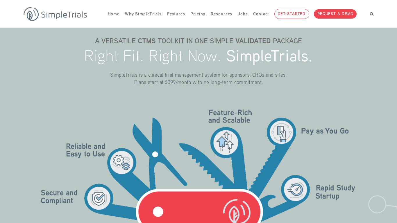 SimpleTrials Landing page