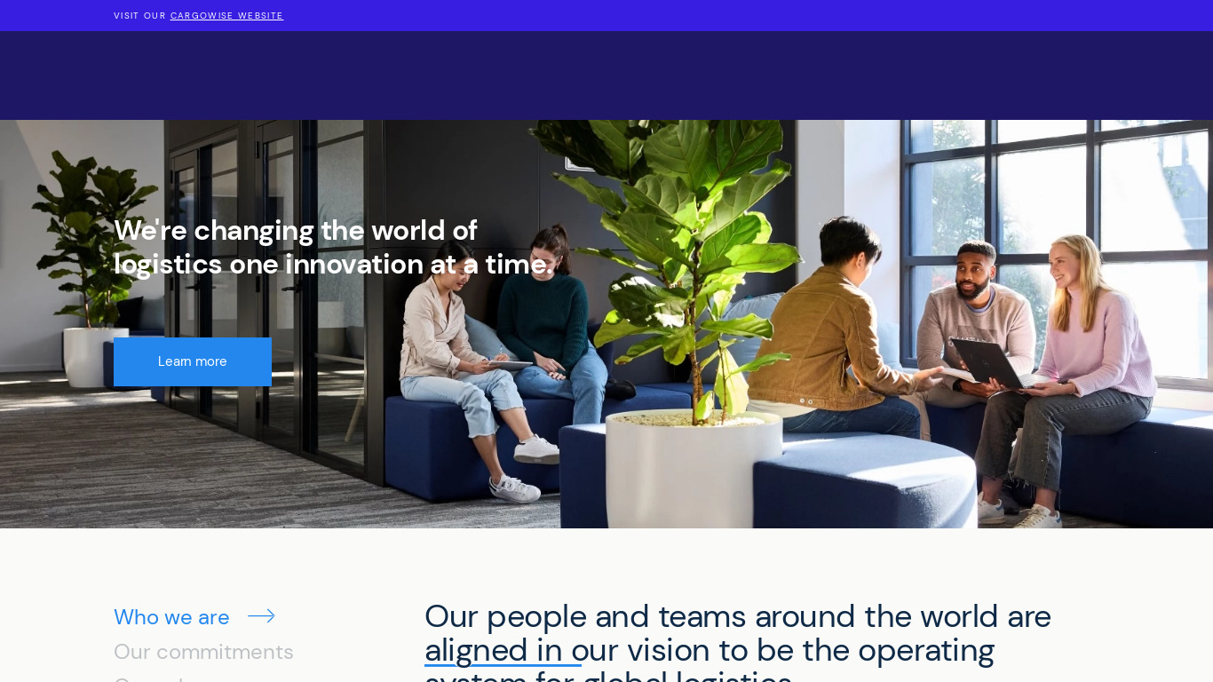 CargoWise One Landing page