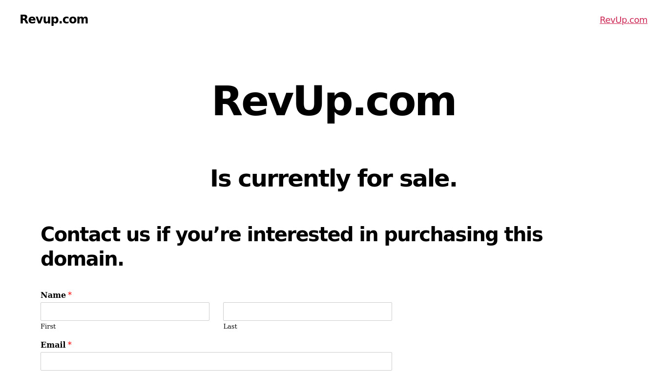 RevUp Landing page