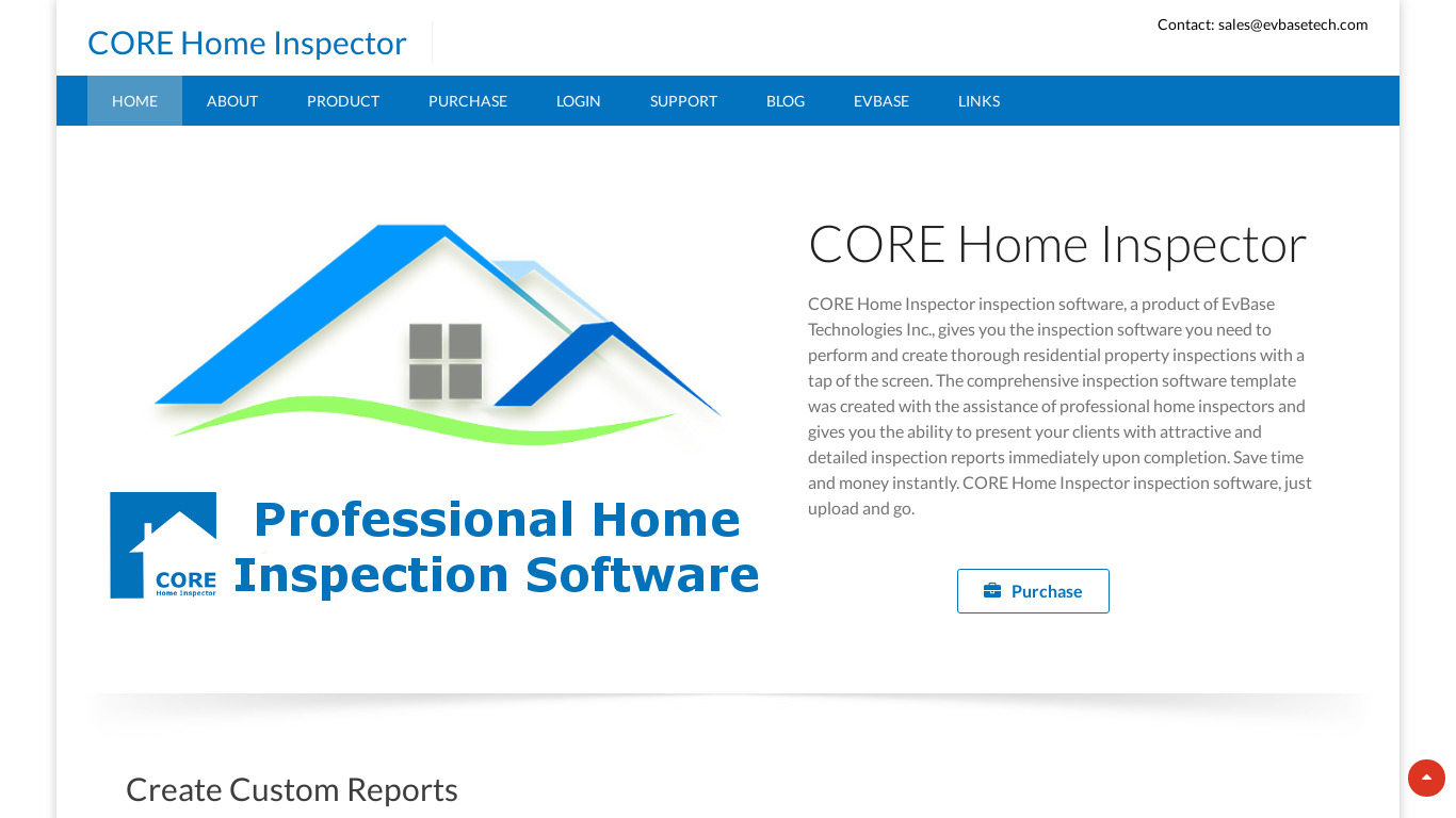 CORE Home Inspector Landing page
