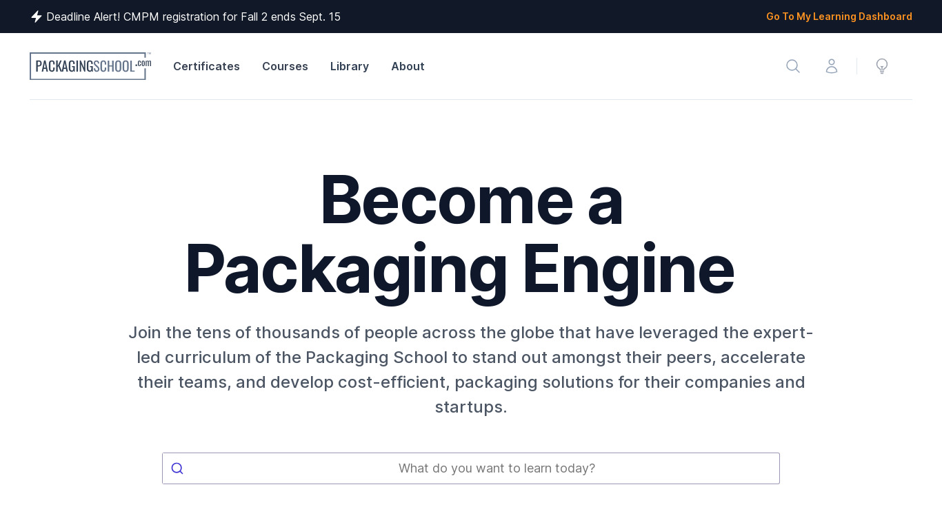 The Packaging School Landing page