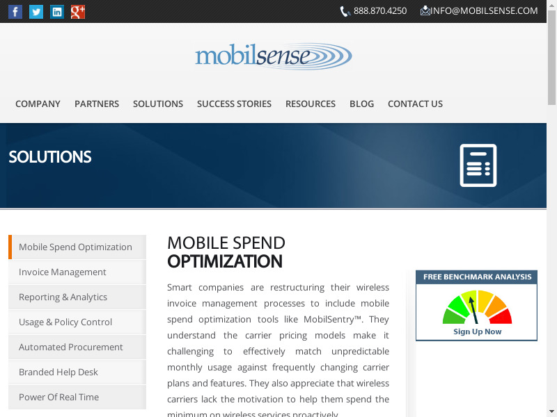 MobilSentry Landing page