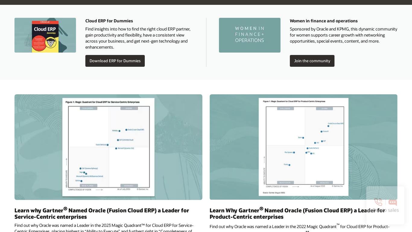 Oracle ERP Cloud Landing page