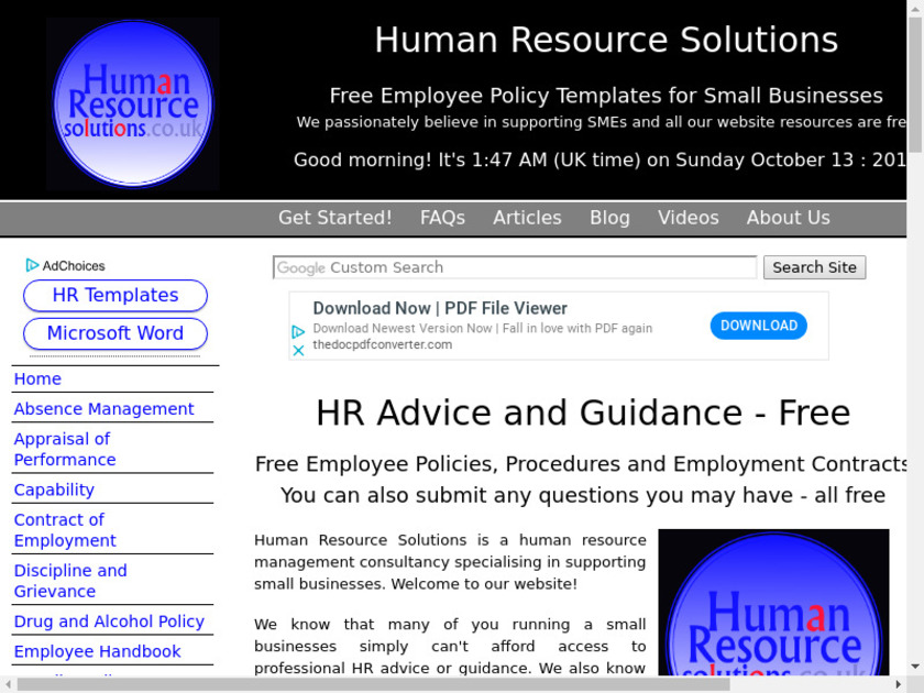 Human Resources Solution Landing Page