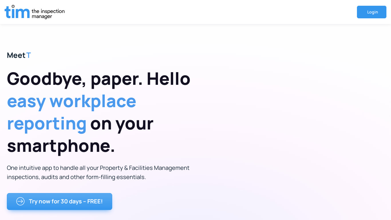 The Inspection Manager Landing page