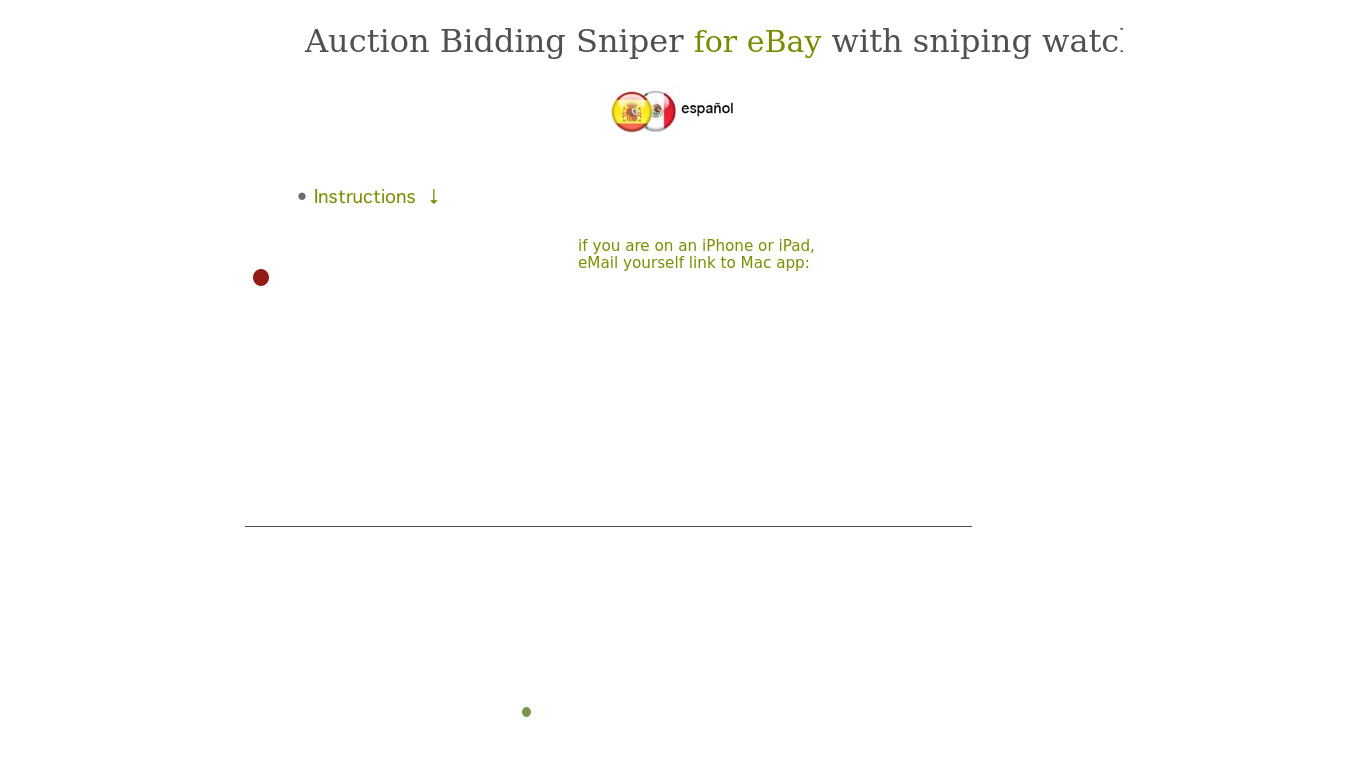 Auction Bidding Sniper for eBay Landing page