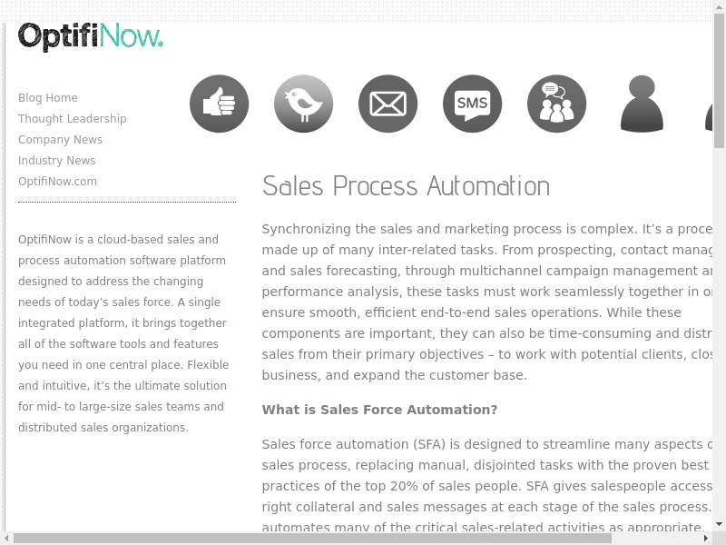 OptifiNow Sales Process Automation Landing page