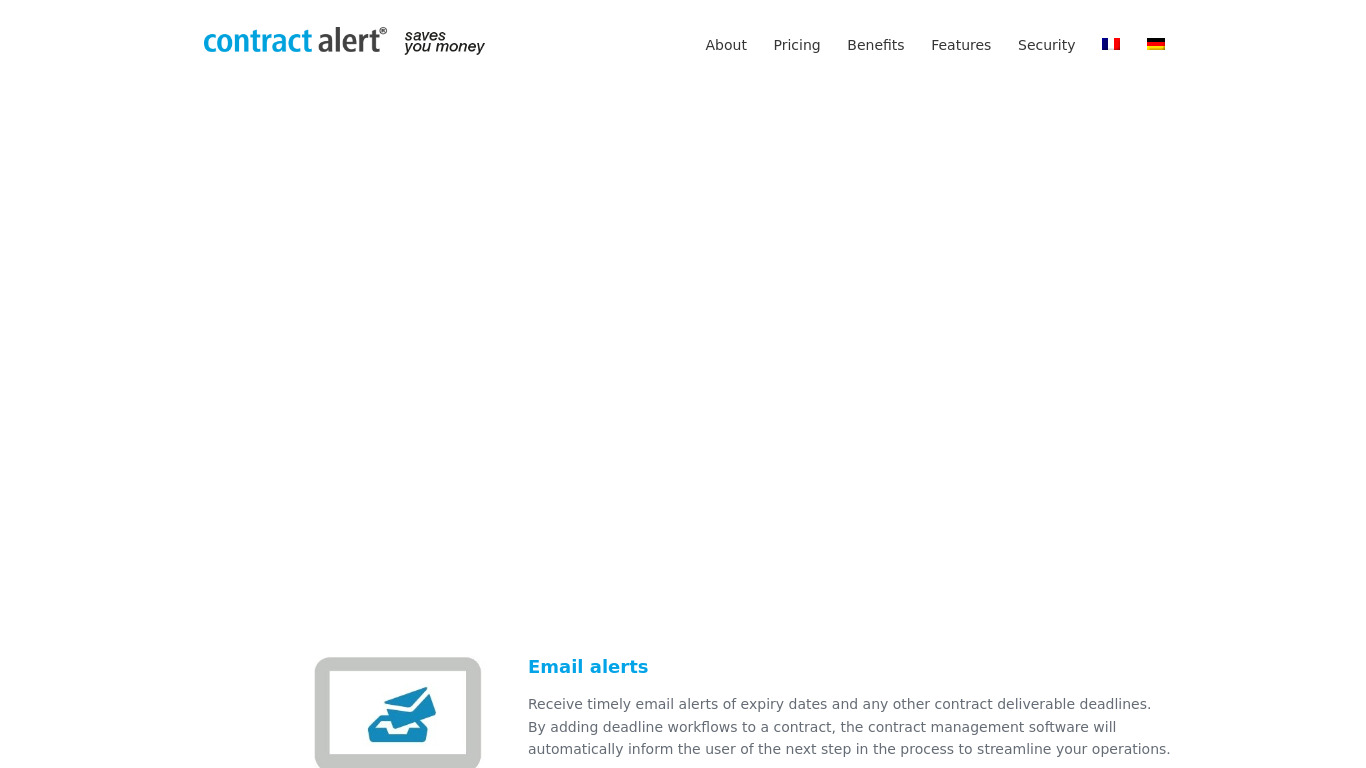 Contract Alert Landing page