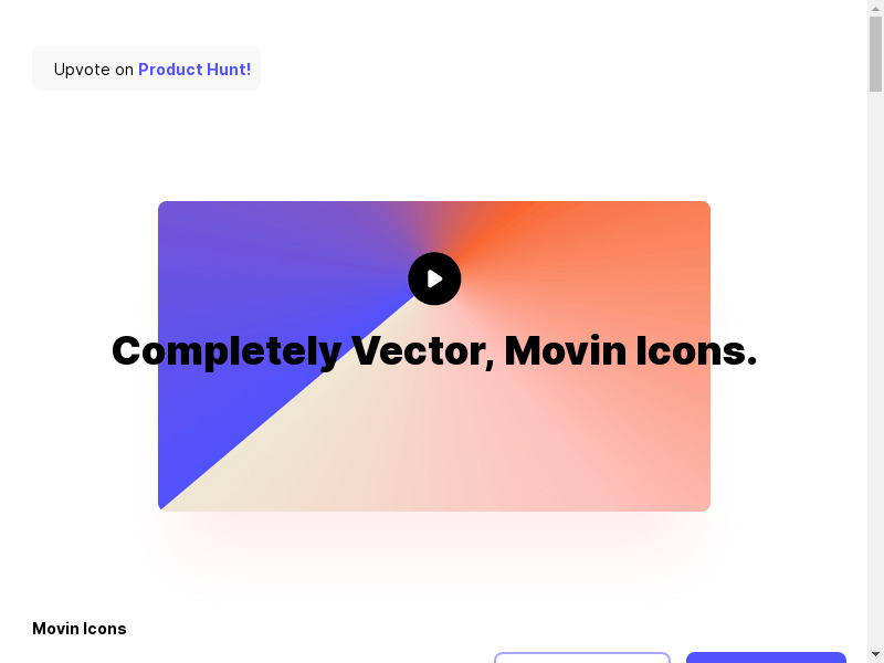 Movin Icons Landing page