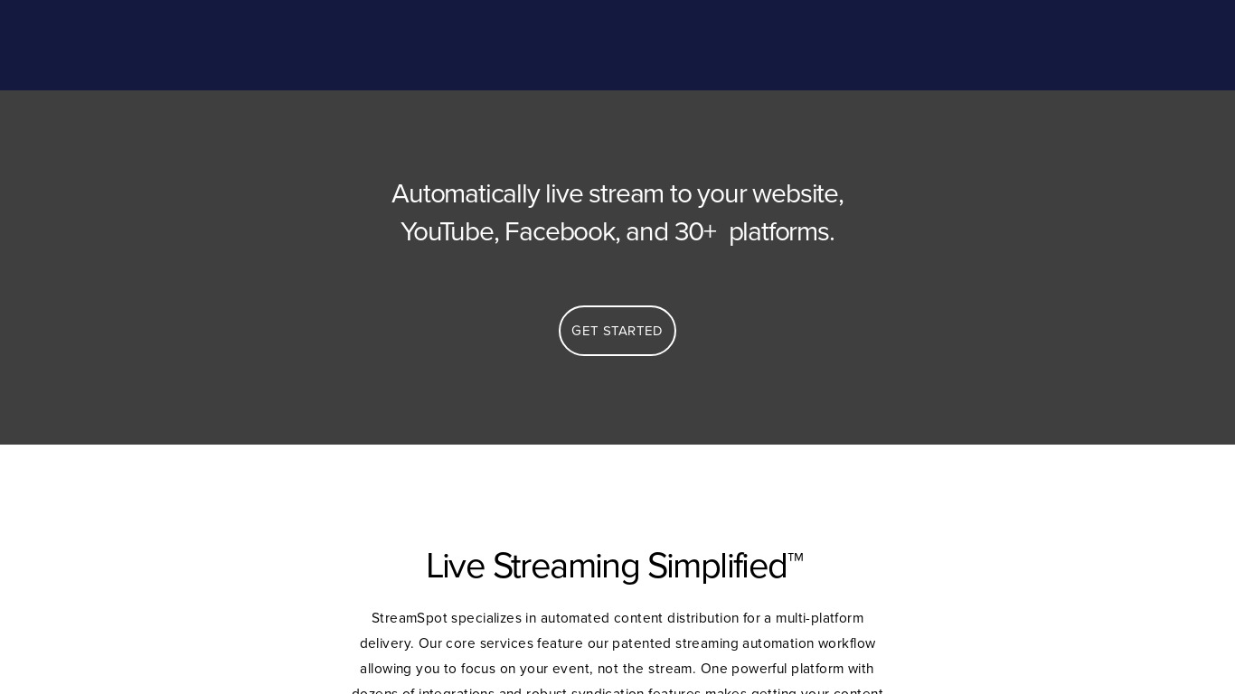 StreamSpot Landing page