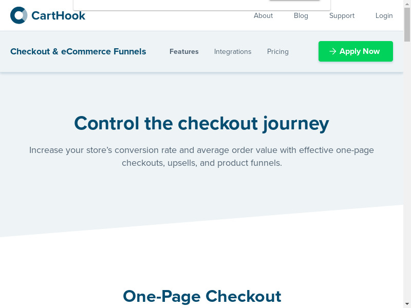 CartHook Checkout Landing page