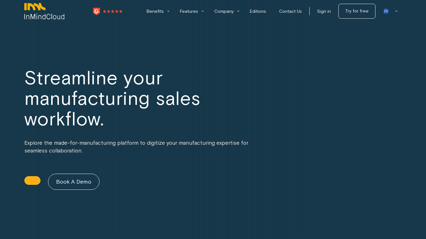 In Mind Cloud CPQ Landing page
