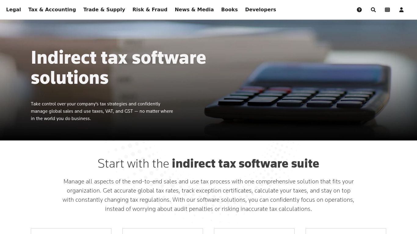 Indirect Tax Solutions Landing page
