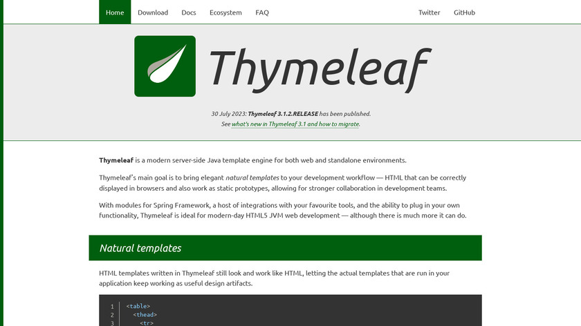Thymeleaf Landing Page