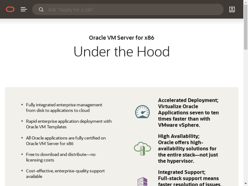 Oracle VM Server Landing Page