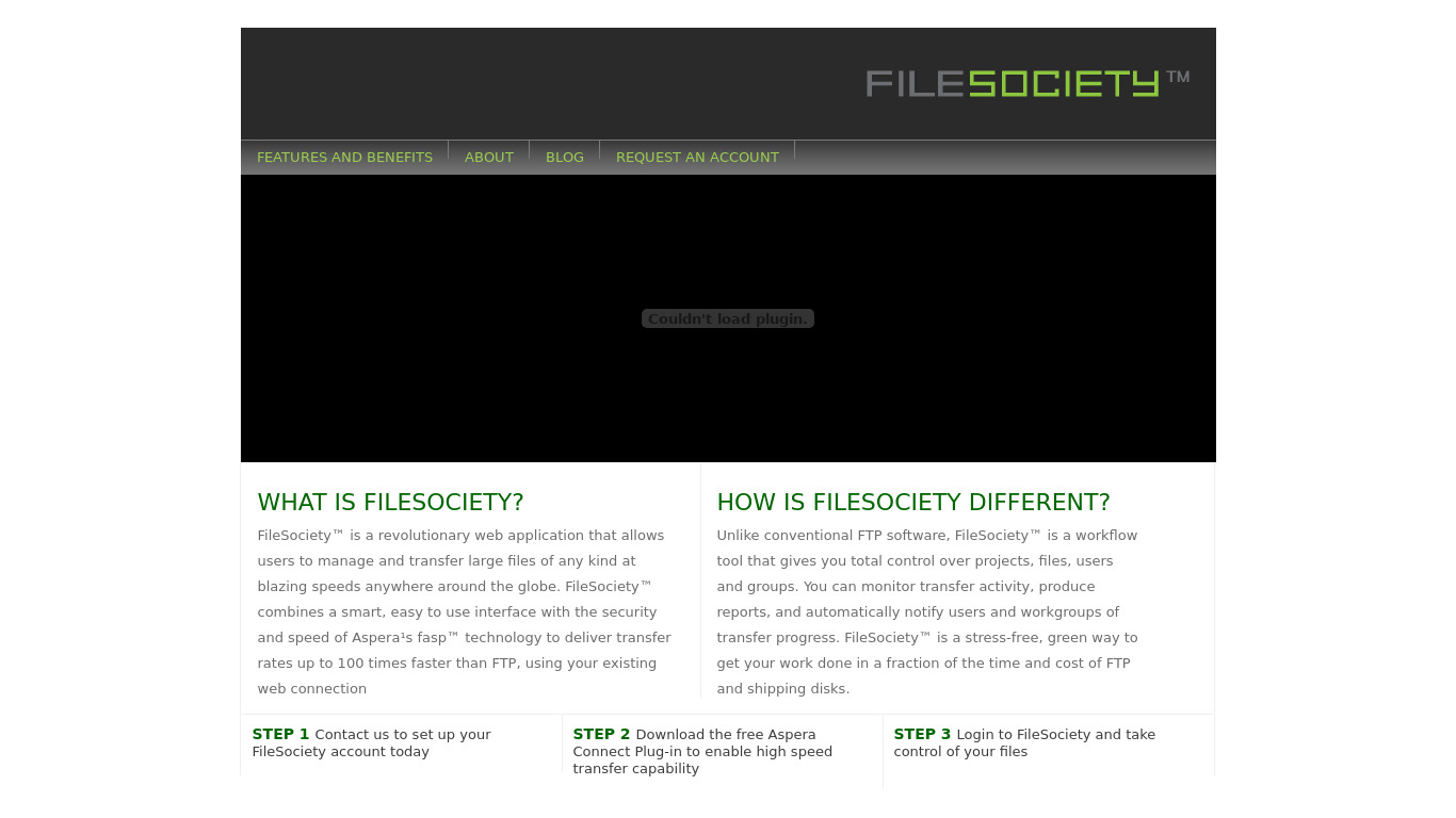 FileSociety Landing page