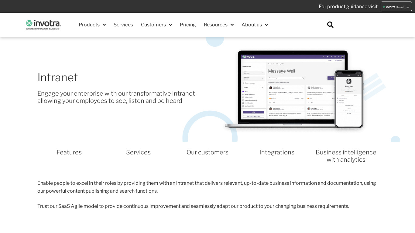 Invotra Intranet Landing page