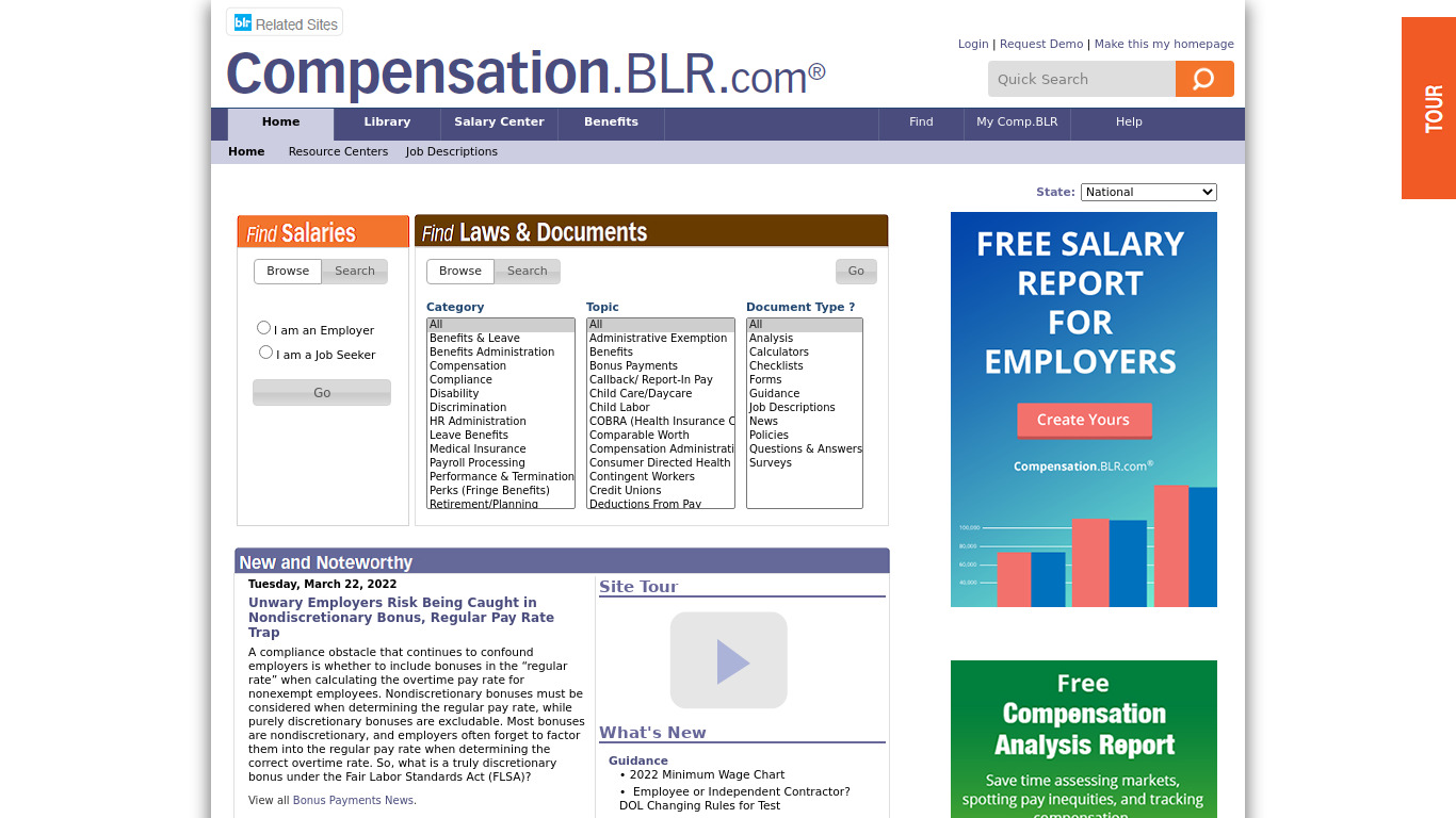 Compensation.BLR.com Landing page