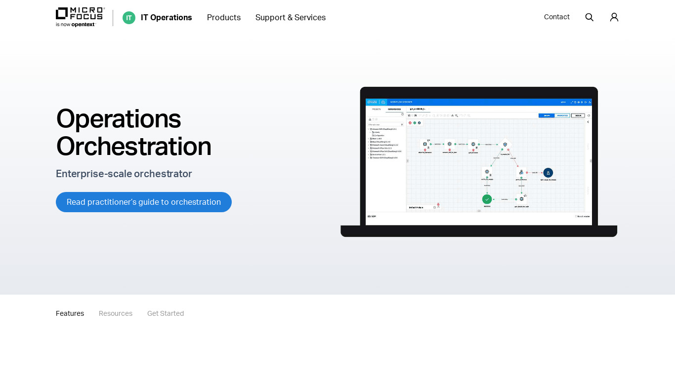 Operations Orchestration Landing page