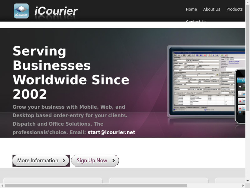 iCourier Landing Page