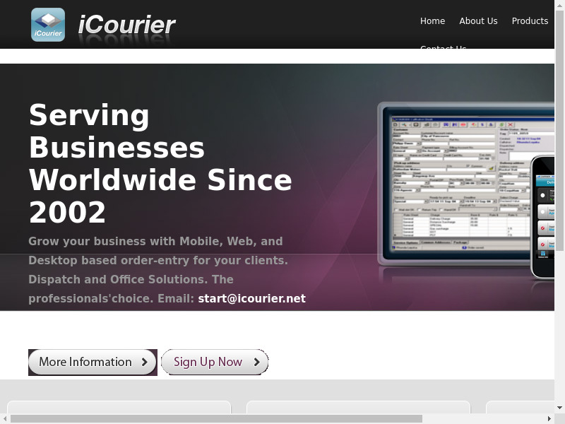 iCourier Landing page