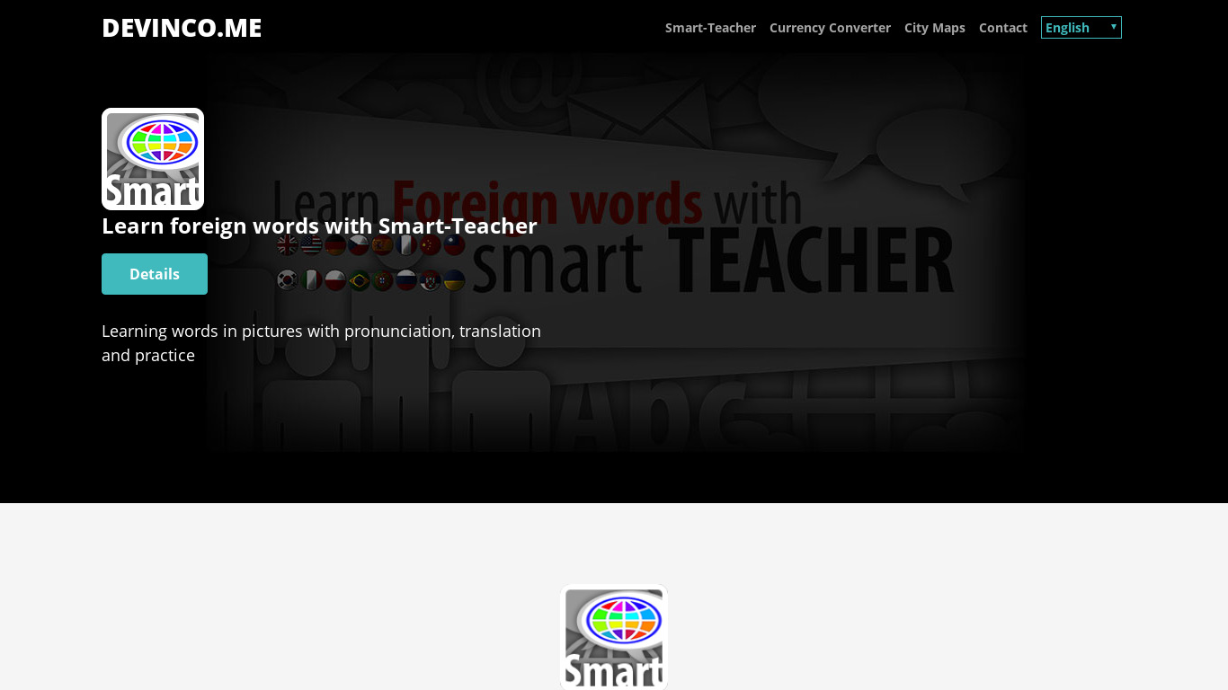 Learn foreign words with Smart-Teacher Landing page