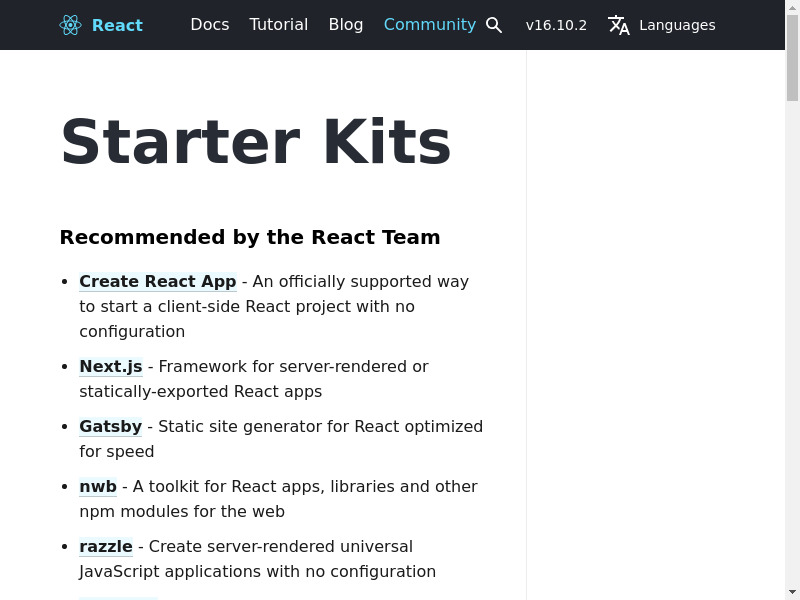 React Starter Kit Landing page