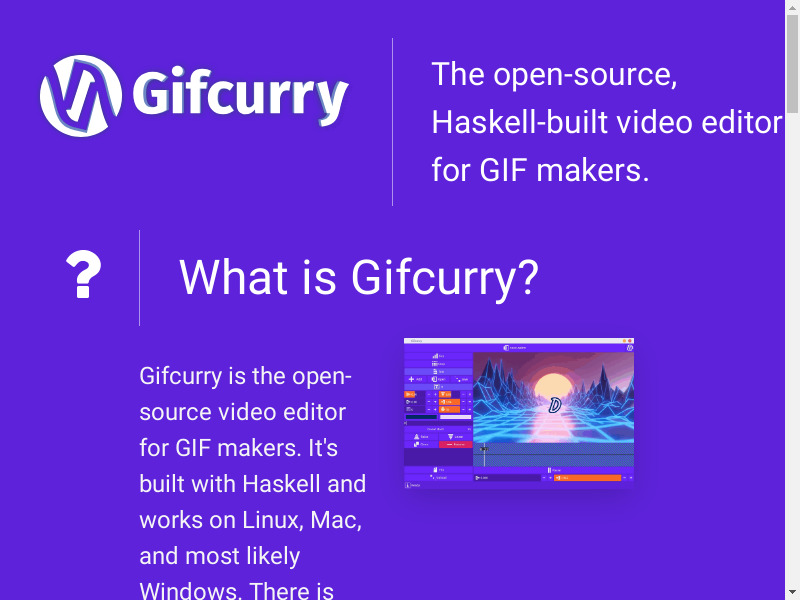 GifCurry Landing page