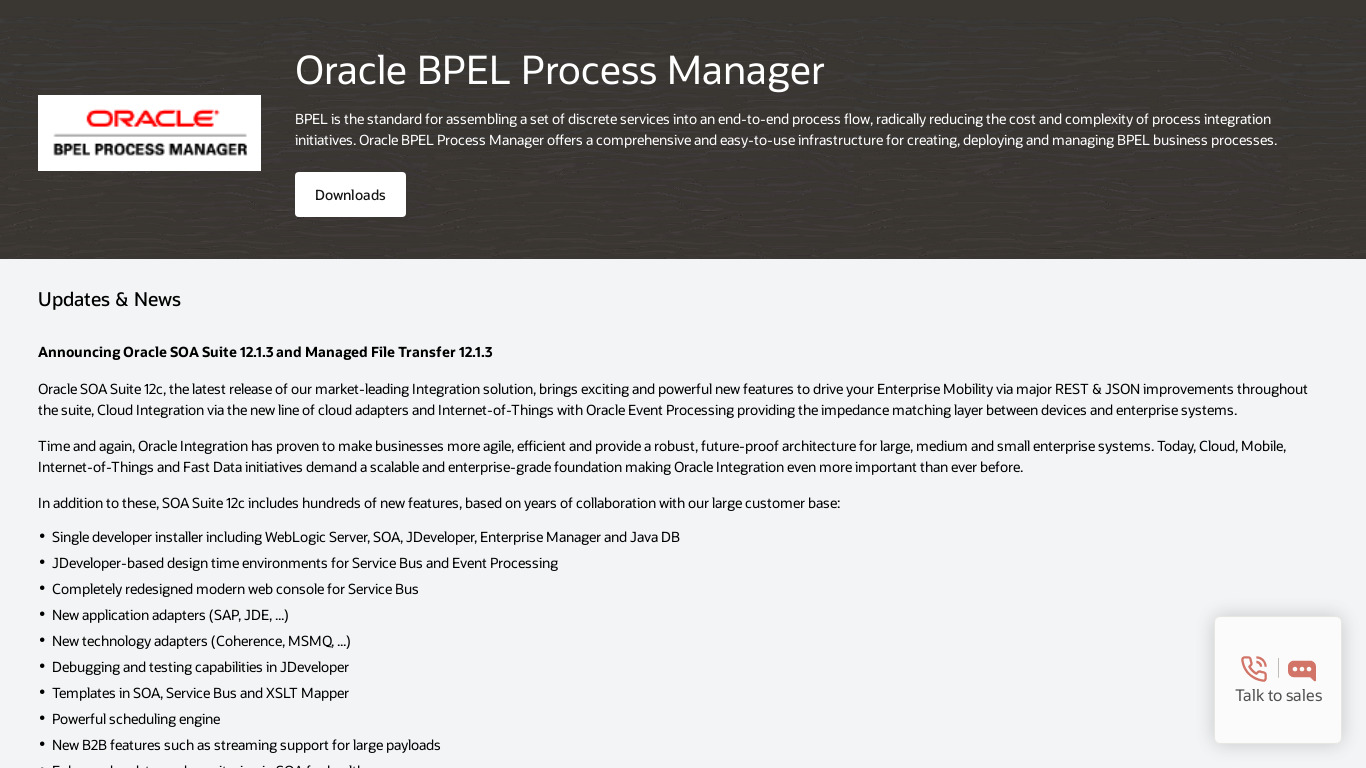 Oracle BPEL Landing page
