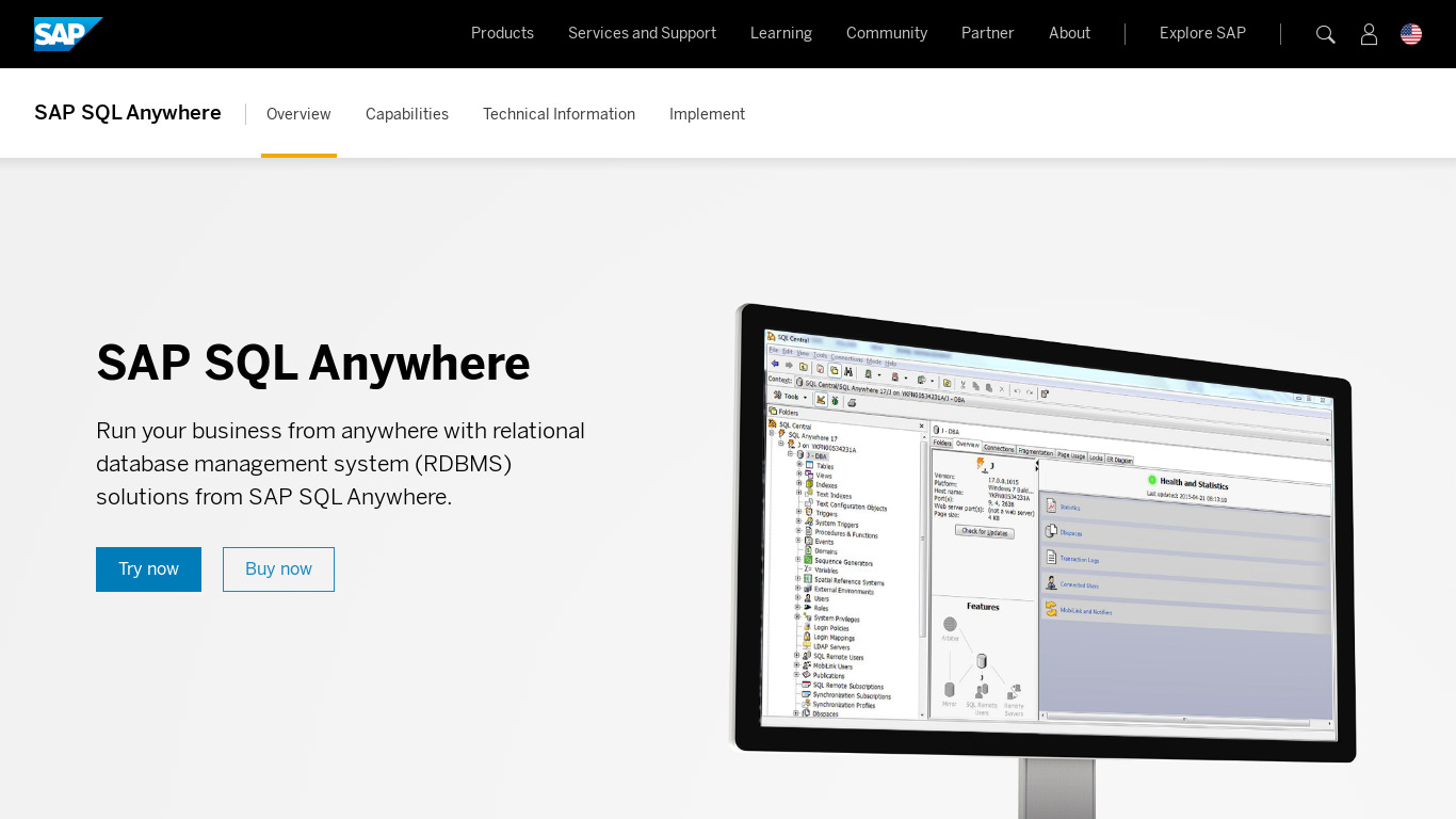 SAP SQL Anywhere Landing page