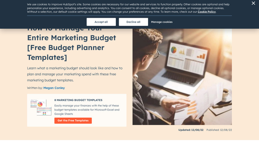 Marketing Budget Management Landing Page