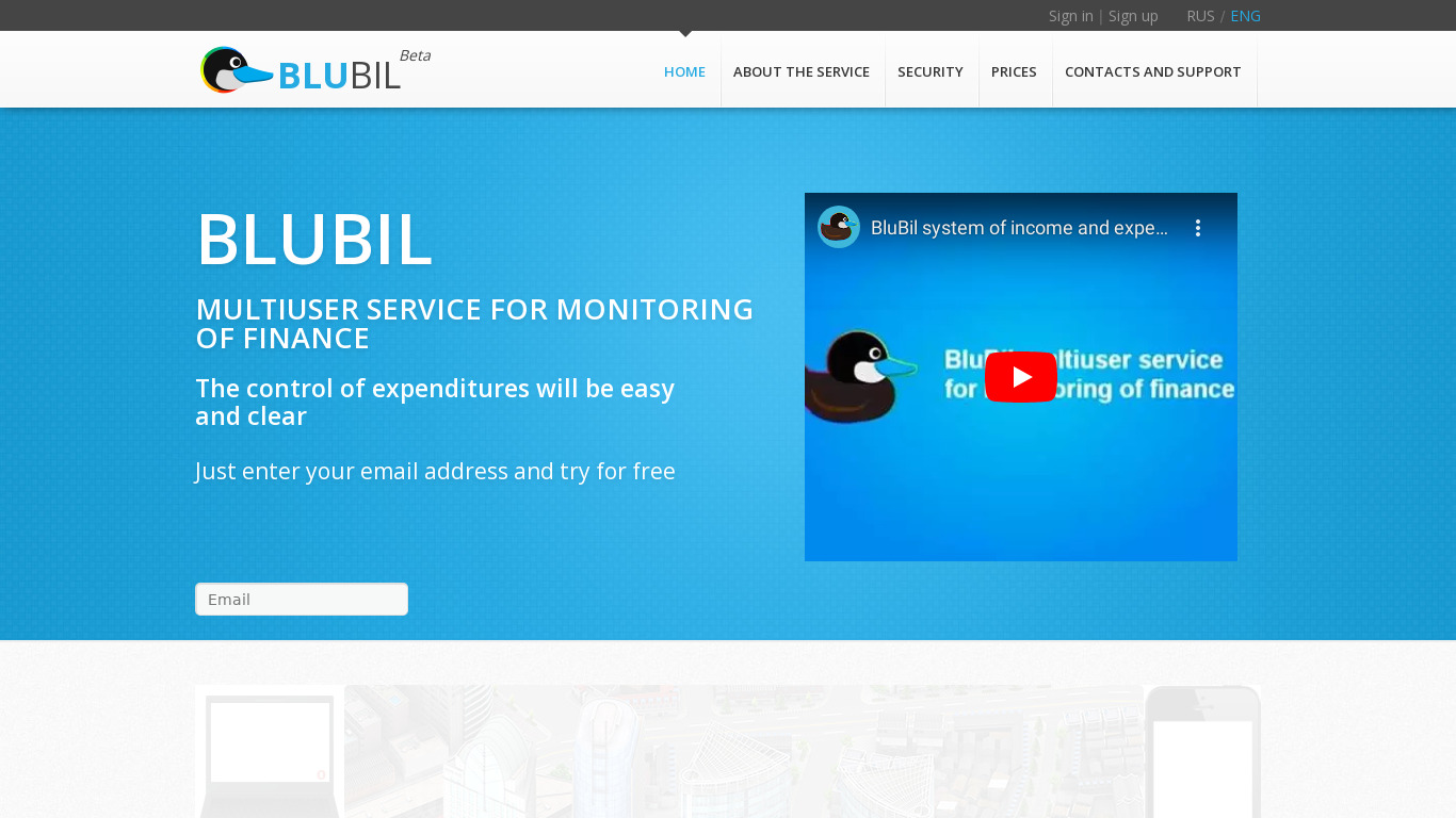BluBil Landing page