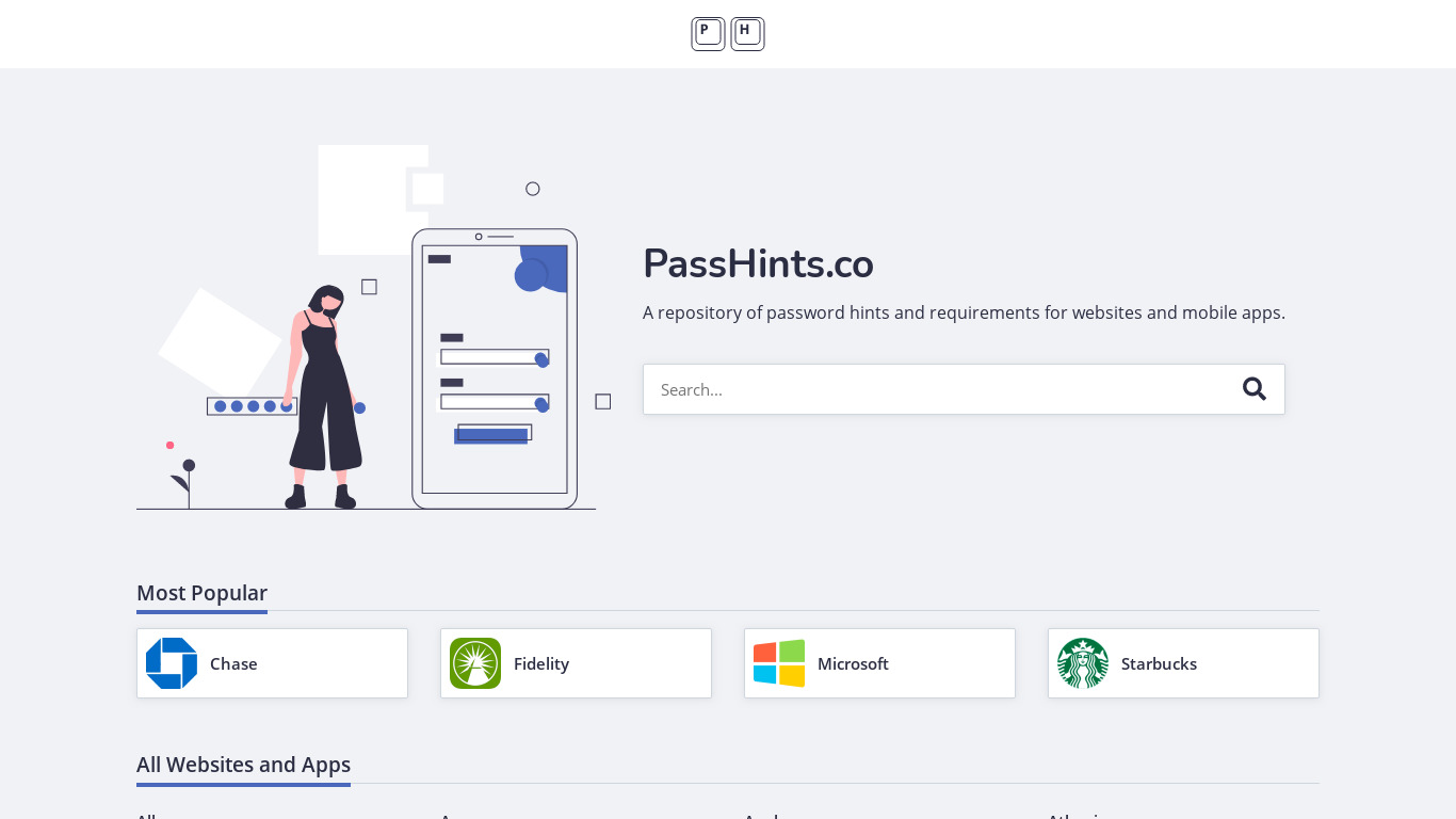 PassHints Landing page