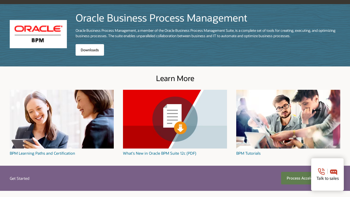 Oracle BPM Suite Landing page