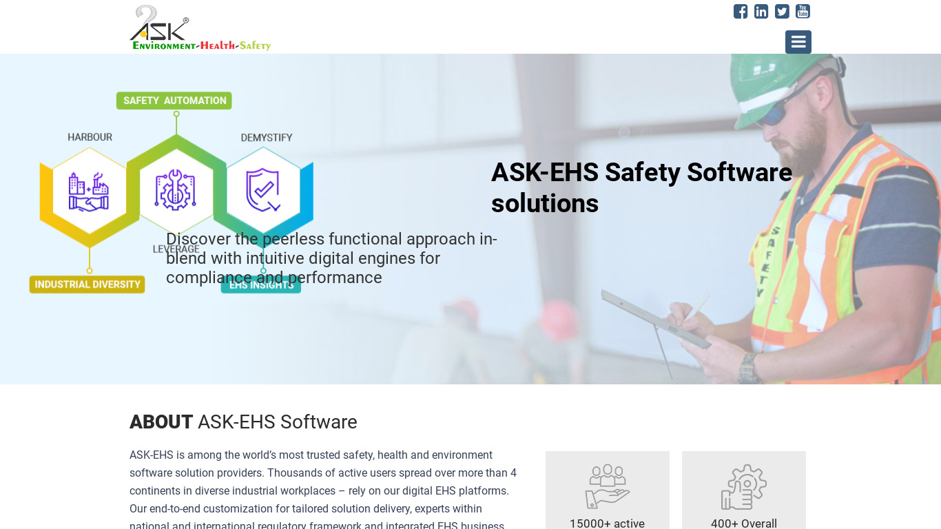 ASK-EHS Software Landing page