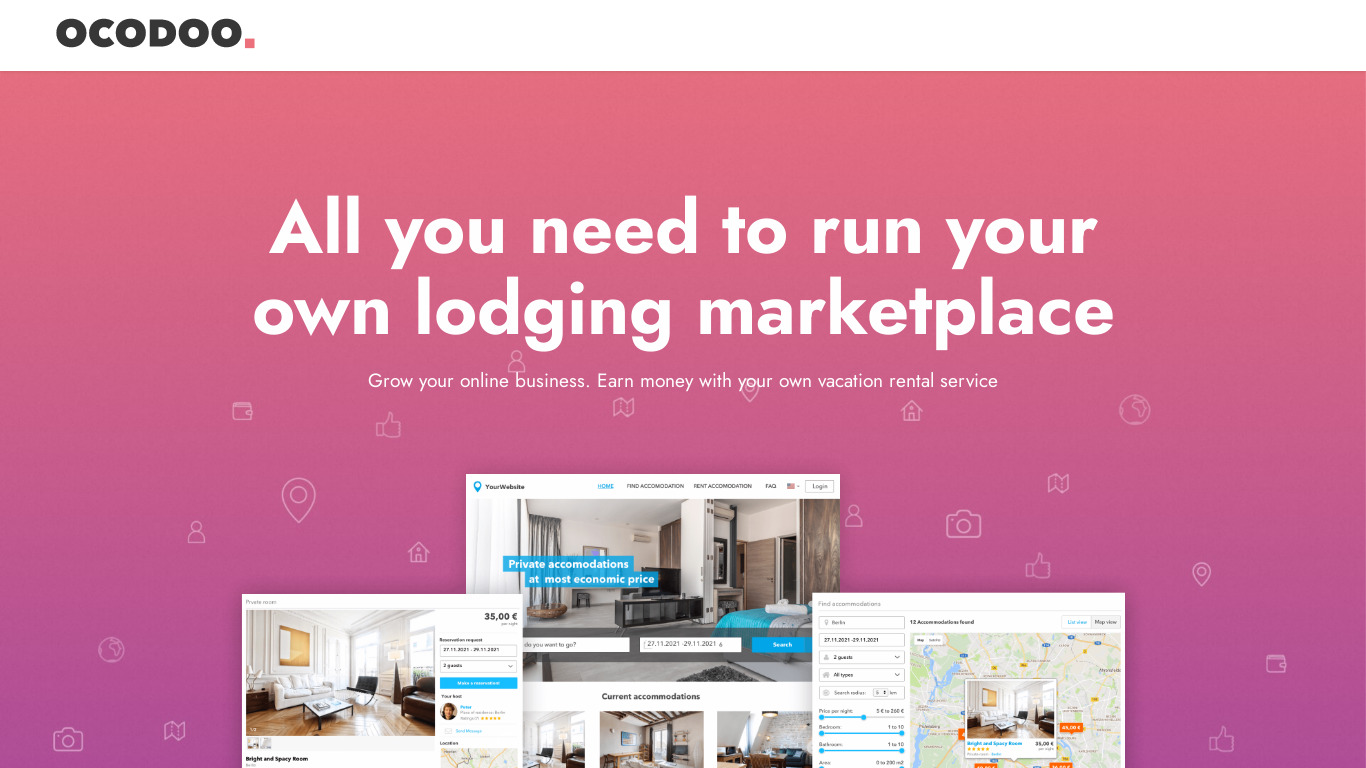 OcodooLodge - vacation rental marketplace Landing page