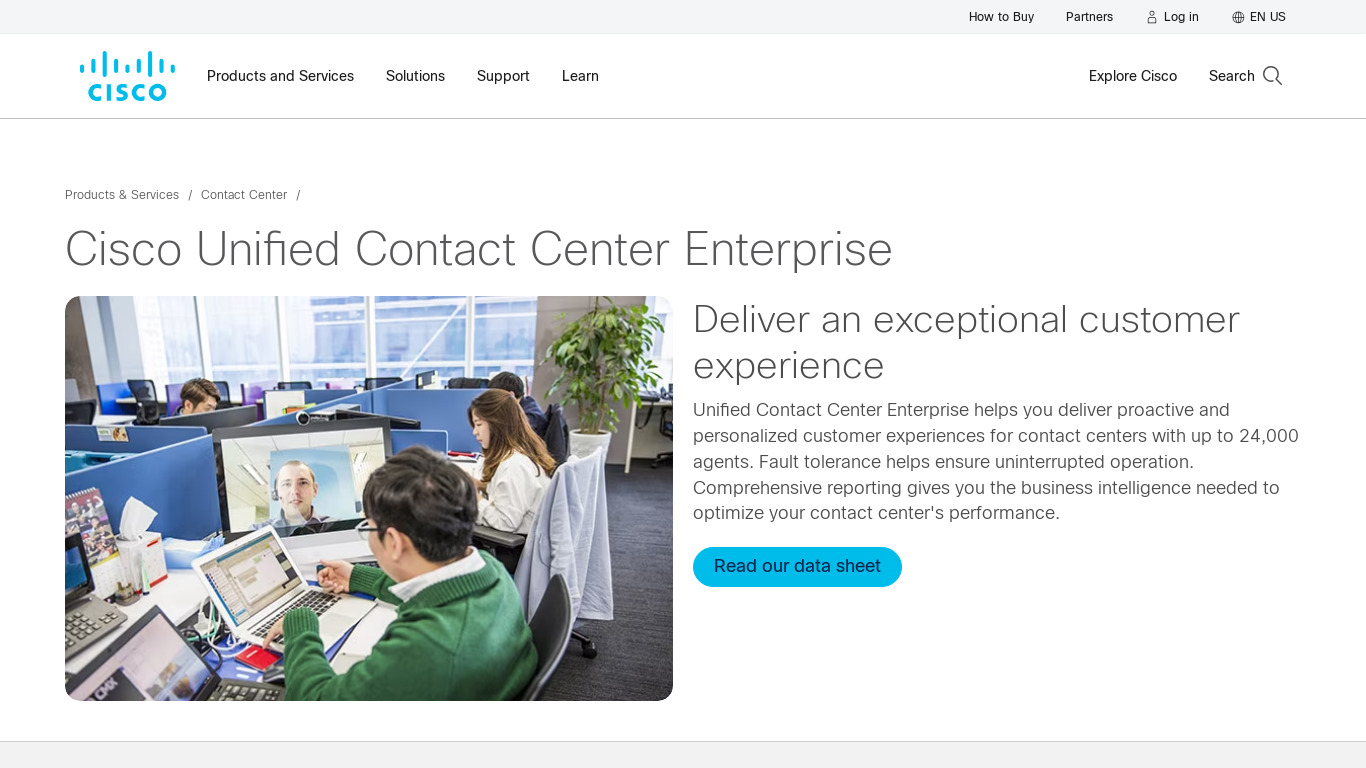 Cisco Unified Contact Center Landing page