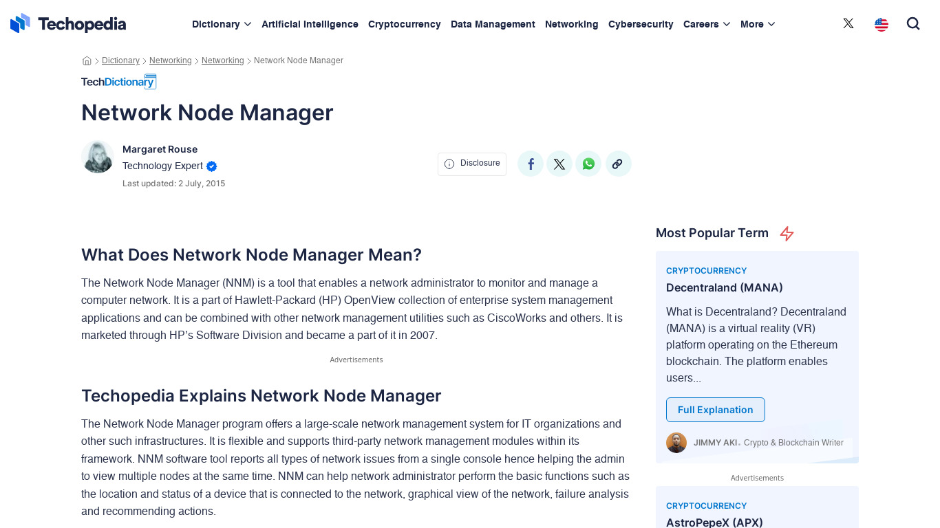 Network Node Manager i Landing page