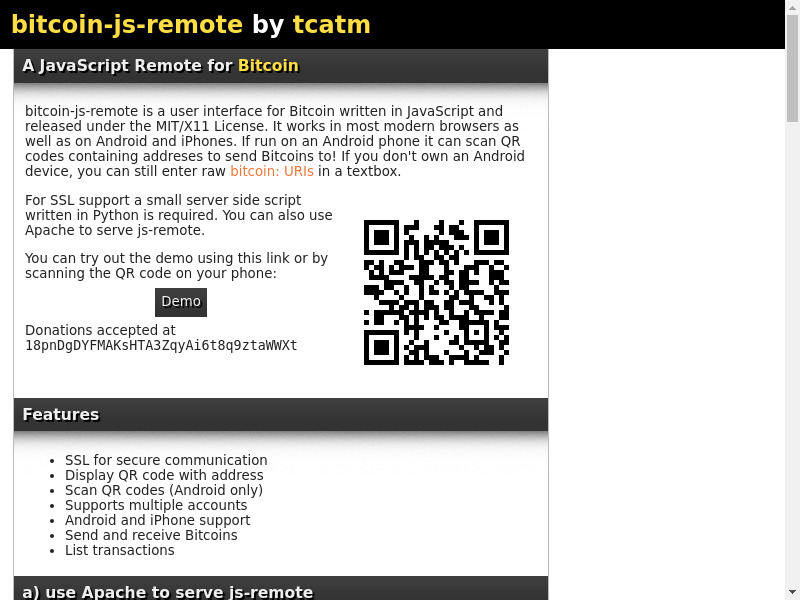 bitcoin-js-remote Landing page