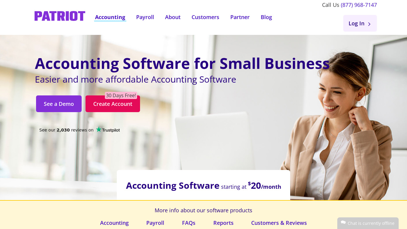 Patriot Accounting Landing page