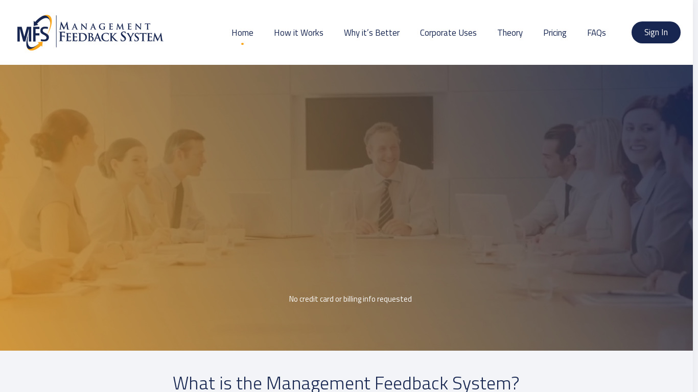 Management Feedback System Landing page