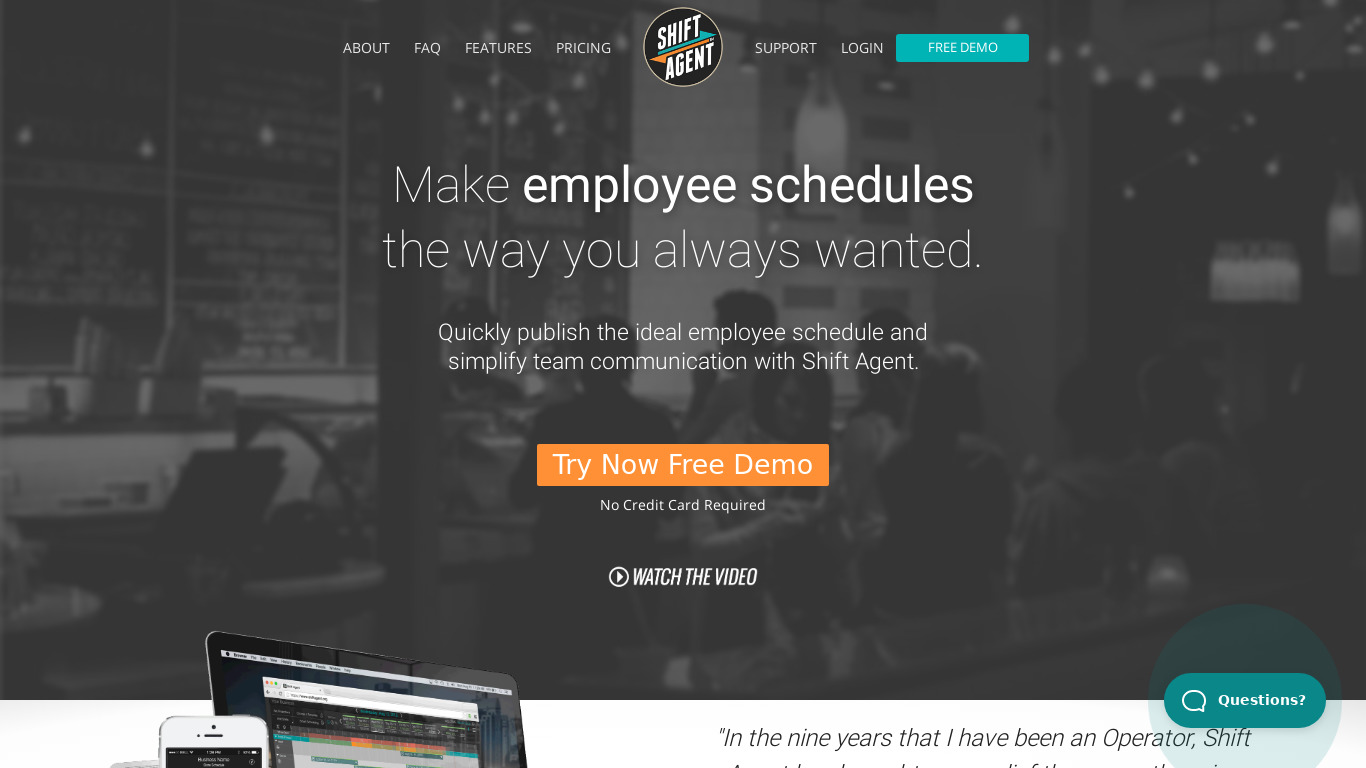 Shift Agent Landing page