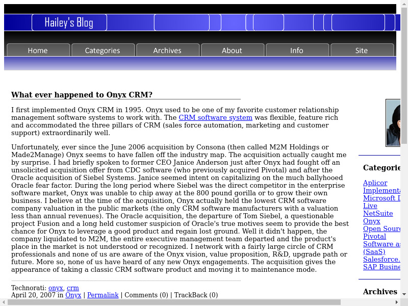 ONYX CRM Landing page
