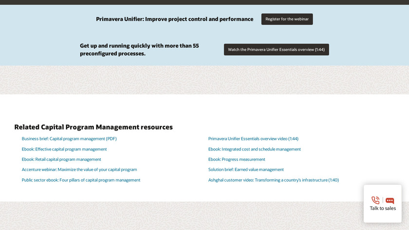 Primavera Unifier Landing Page