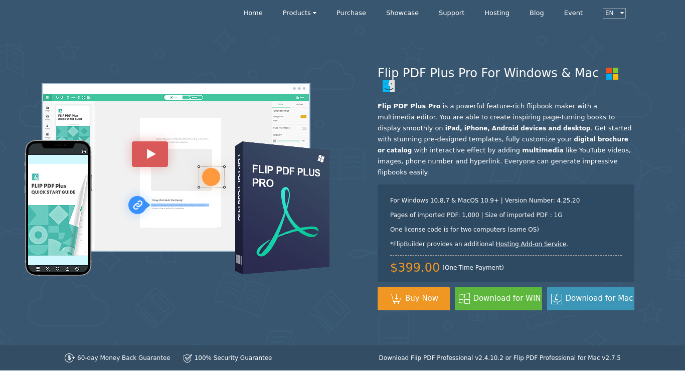 Flip PDF Pro for Mac Landing page