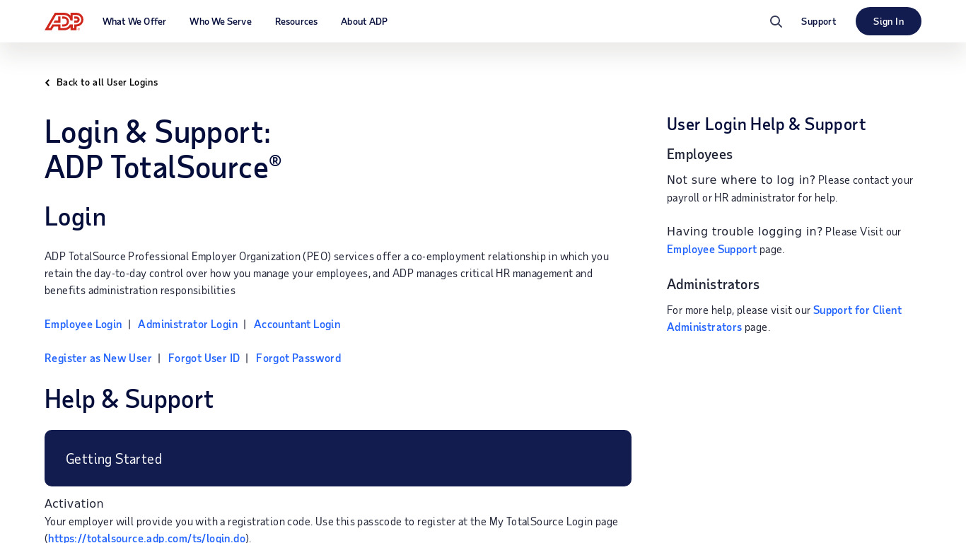 TotalSource Landing page