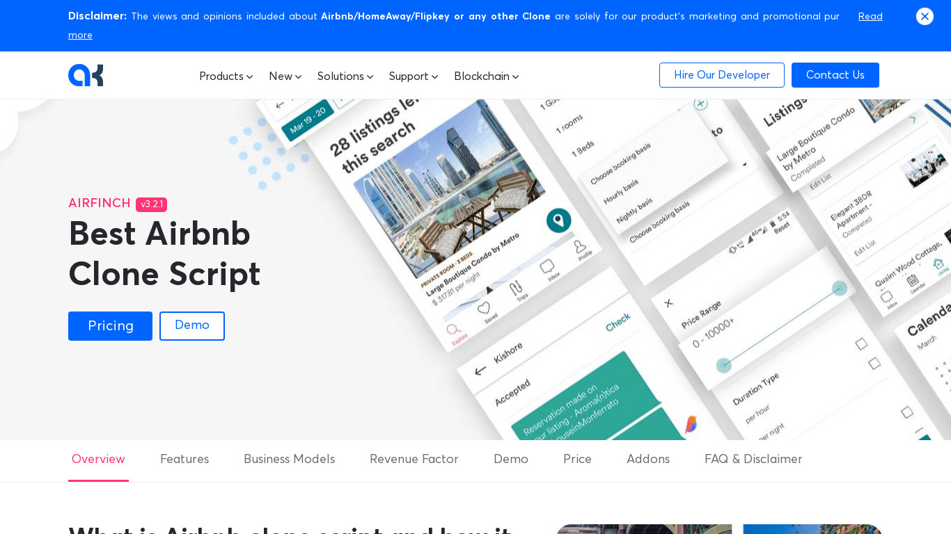 Airfinch Landing page