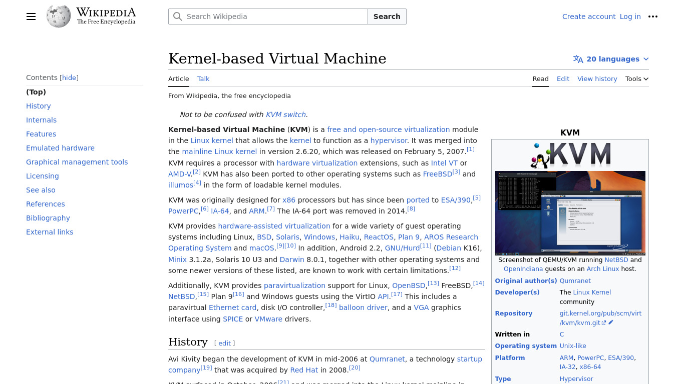 Kernel-based Virtual Machine Landing page