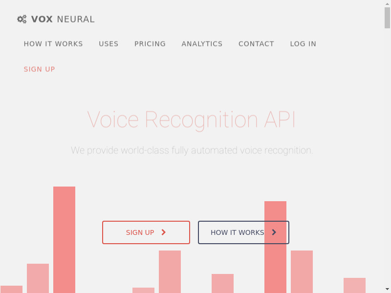 Vox Neural Landing page